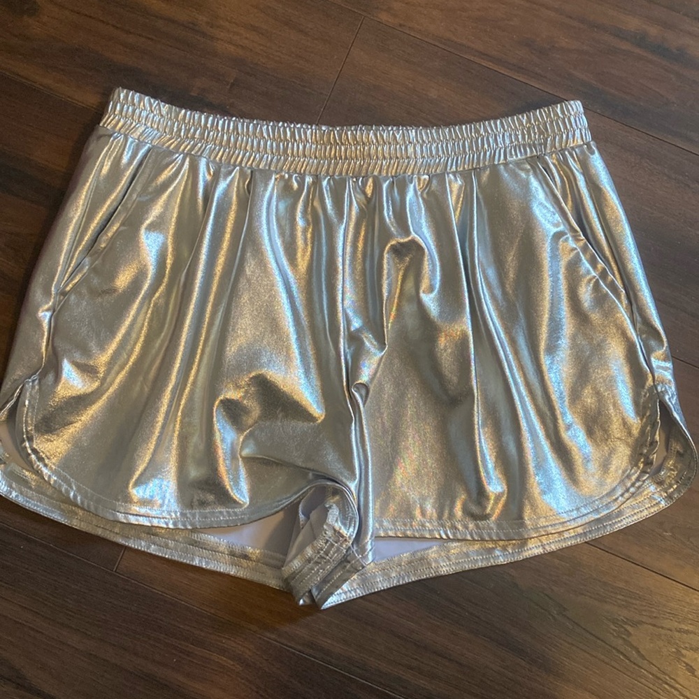 Metallic silver shorts